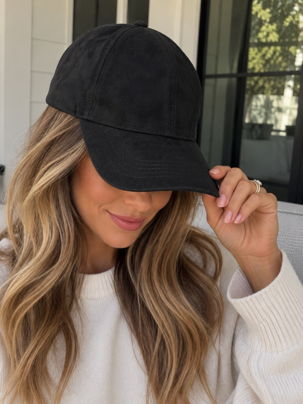New Black Suede Ball Cap